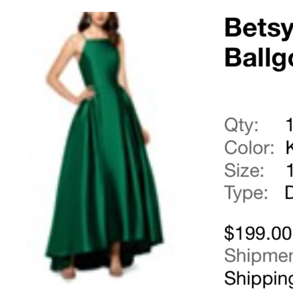 Betsy & Adam High-Low Ballgown. Kelly Green.